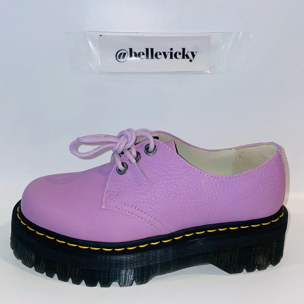 🆕Dr Martens unisex adult 1461 Quad Ii Platform Leather Light Lilac Size 7/8 - Picture 10 of 13
